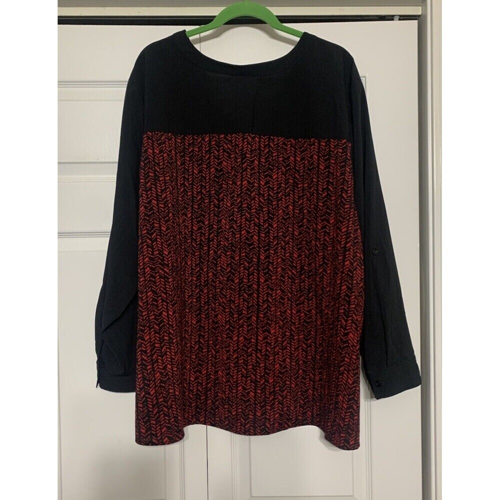 Catherines Red & Black Button Front Tunic Top 4x … - image 4